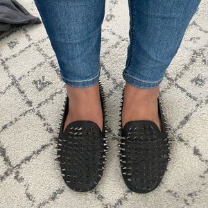 UNIF Hellraiser Black Spiked Leather Flat